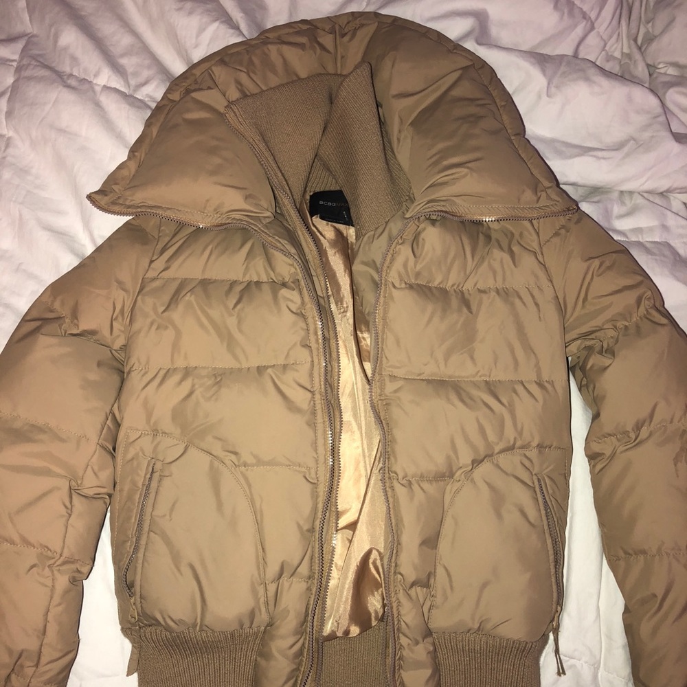 tan bcbg puffer jacket